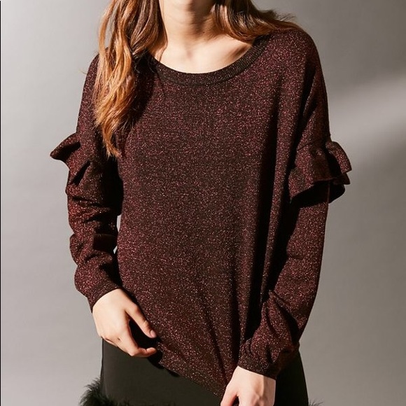 Urban Outfitters Ruffle Sleeve Glitter Sweater - Picture 3 of 5